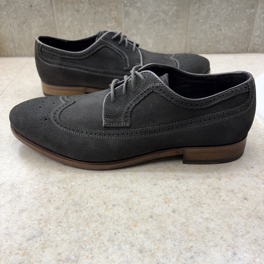 John Varvatos U.S.A. Gray Suede Wingtip Oxfords Men's Size 9.5M F2233P3BA12WB042